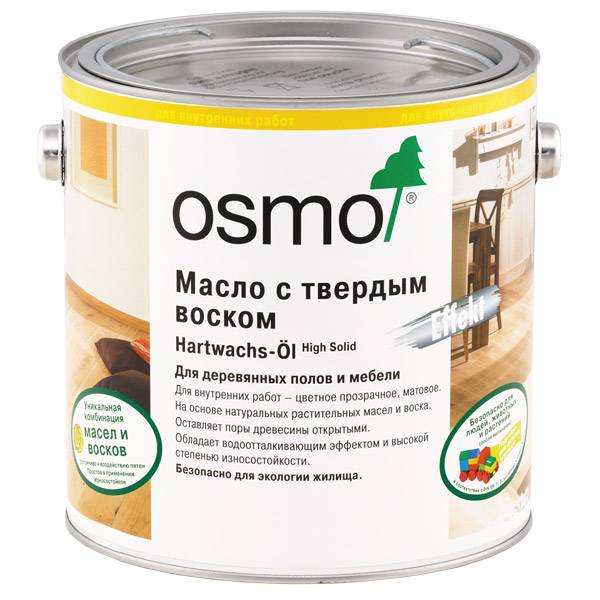 Масло с твердым воском Osmo Hartwachs-Öl Effekt Эффект «Натур» 3041 натуральный тон матовое 2.5 л
