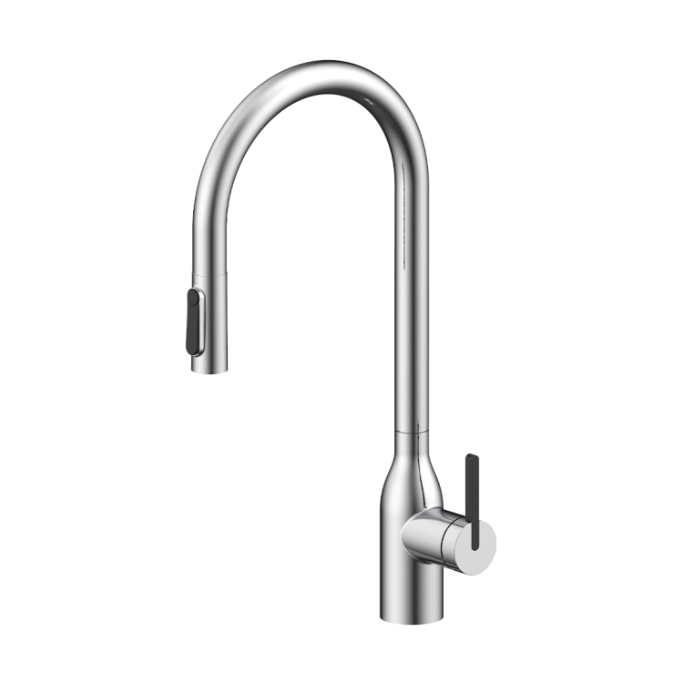 Смеситель для кухни Paulmark Universal Un213880-BS с выдвижным изливом, брашированная сталь