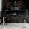 Тумба с раковиной Armadi Art Lucido 100 черная глянцевая, раковина 817-B, ножки хром