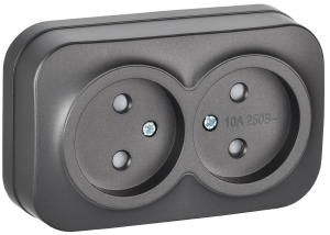 Розетка 2-местная с защитными шторками IEK Glory ERH23-K46M-10 сталь матовый