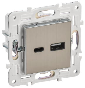 Розетка USB type A+C IEK Skandy SK-U22-018-K50 никель