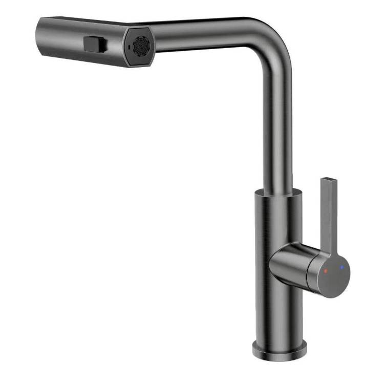 Смеситель для кухни Rush Tinos TI3732-18Grey с выдвижным изливом, графит