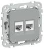 Розетка компьютерная RJ45 2-местная IEK Flite FI-K22-2-K03 серый