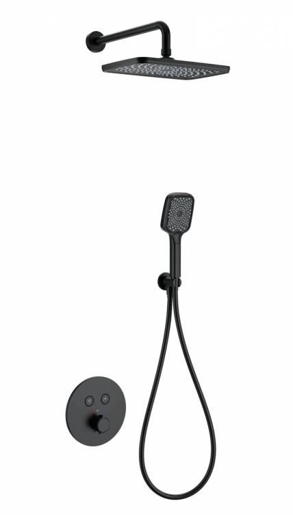 Душевой комплект Wonzon & Woghand WW-D2017-A-MB с термостатом, черный