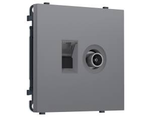 Комплект механизма компьютерной розетки+TV оконечной Ambrella Volt Sigma MS872510 платиново-серый мягкое касание