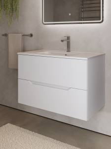 Тумба с раковиной Agger Свит SWE800ETWH-3800W белая матовая, 80 см