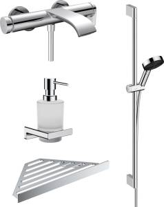 Душевой комплект Hansgrohe Vivenis Смеситель 75420000 + Душевой гарнитур 24170000 + аксессуары для ванной