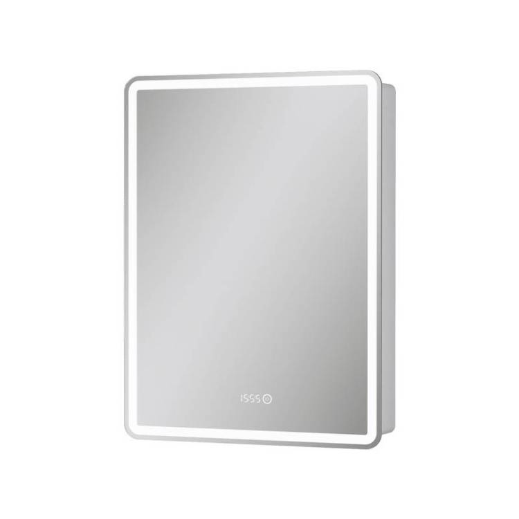 Зеркало-шкаф Equil Nice szNICE60.R правый, с подсветкой, розеткой и часами, белый, 80x60