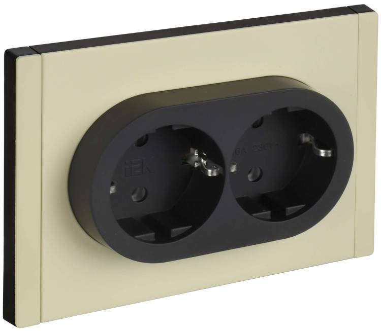 Розетка 2-местная с заземлением IEK Forte&Piano FP-R21-16-1-M-K41 серый сланец