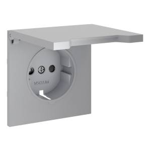 Лицевая панель для розетки с заземлением, шторками и крышкой Voltum S70 VLS000816 серый