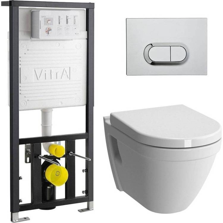 Унитаз с инсталляцией VitrA S50 9003B003-7201 с кнопкой хром
