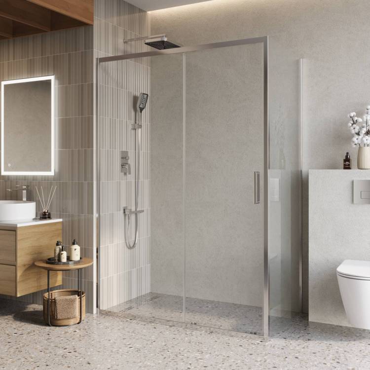 Душевой уголок Belbagno LUCE-AH-1-140/80-C-Cr профиль хром, стекло прозрачное, 140x80x195