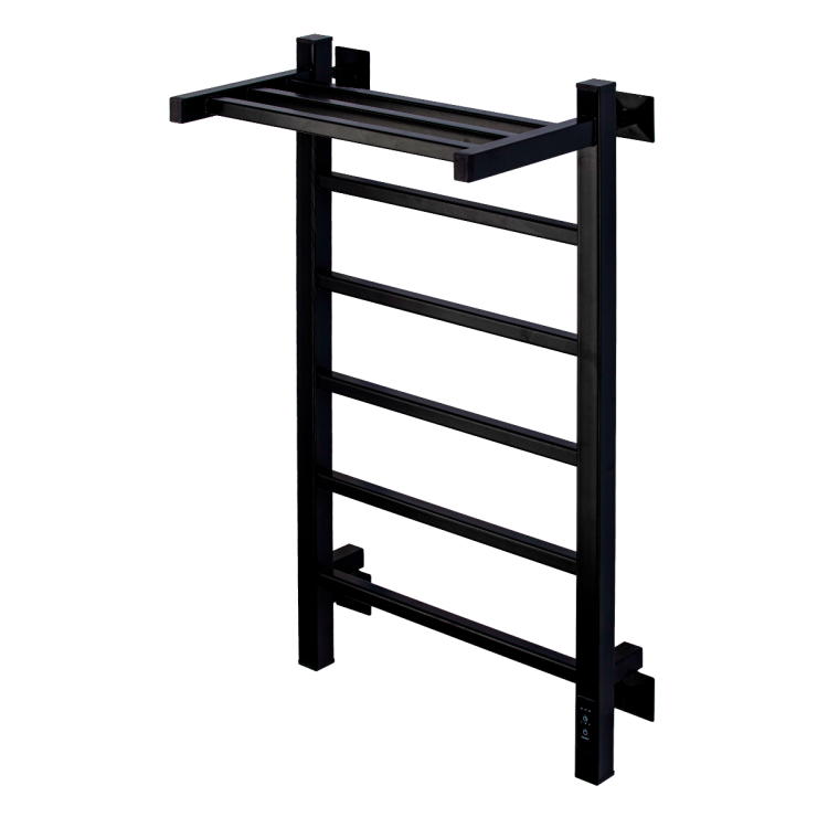 Полотенцесушитель электрический Comfysan Marte-K 012571 EC-6 80/40 с полкой, черный матовый