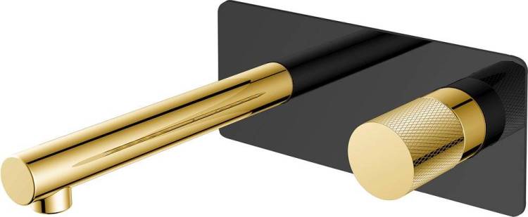 Смеситель для раковины Boheme Stick 125-BG.2 С ВНУТРЕННЕЙ ЧАСТЬЮ, black, touch gold