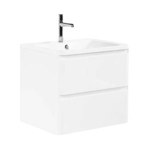 Тумба с раковиной BelBagno ALBANO-600-2C-SO-BL 60x45x50 Bianco Lucido подвесная с двумя выкатными ящиками