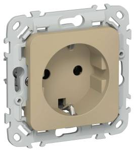 Розетка 1-местная с заземлением IEK Flite FI-R11-16-1-K59 хаки