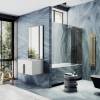 Шторка на ванну MaybahGlass MGV-918-3 99x140, поворотная, стекло графит 6 мм, профиль золото фото 2