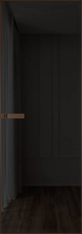 Межкомнатная дверь Profil Doors 1 AGN цвет профиля Деорэ, стекло безопасное 4 мм черное тонированное 600x2000