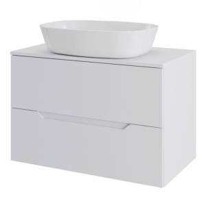 Тумба с раковиной Orange Line Li-70TuwMDF+B08-500W белый матовый, 70 см