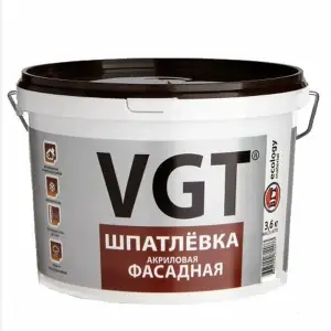 VGT ШПАТЛЕВКА ФАСАДНАЯ акриловая, водостойкая, малоусадочная (18кг)