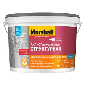 Краска акриловая Marshall Akrikor Структурная белая 9 л