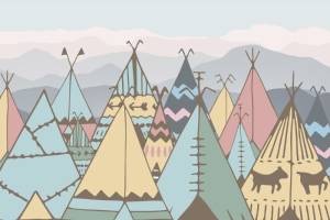 3D Фотообои Artegrafico «Горы-вигвамы» KID-119 песок