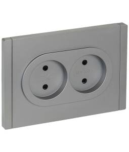 Розетка 2-местная с защитными шторками IEK Forte&Piano FP-R23-10-1-K46 сталь