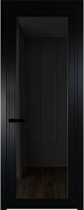 Межкомнатная дверь Profil Doors 1 AGP цвет профиля Черный, стекло безопасное 6 мм черное тонированное 600x2000