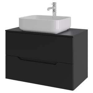 Тумба с раковиной Orange Line Li-80TubMDF+B05-500W черная матовая, 80.5 см