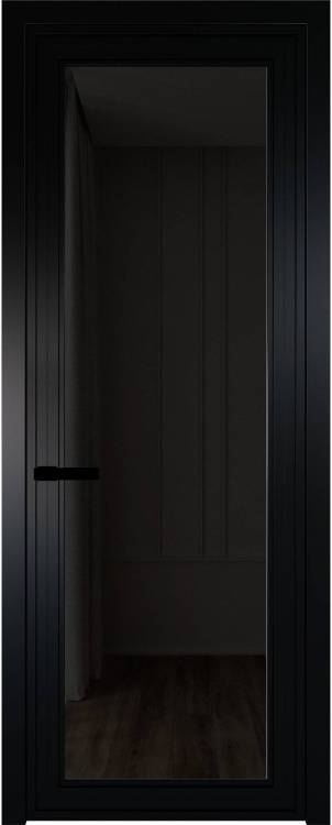 Межкомнатная дверь Profil Doors 1 AGP цвет профиля Черный, стекло безопасное 6 мм черное тонированное 600x2000