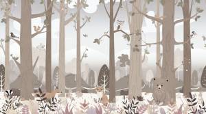 Бесшовные Eco обои Ortograf Little friends 34411 Лесная полянка 3 Ворс+ ОЕ+