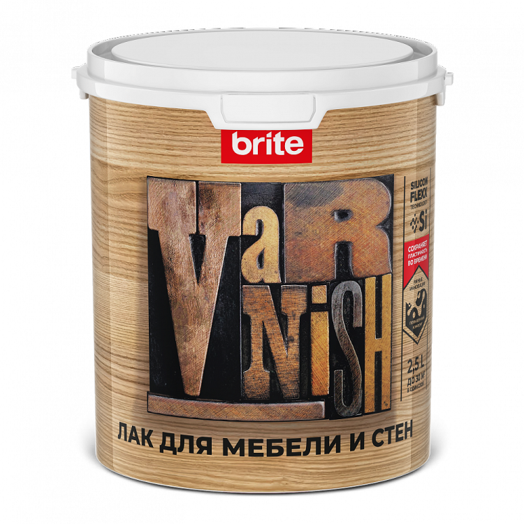 Лак для мебели и стен Brite Flexx матовый 2.5 л