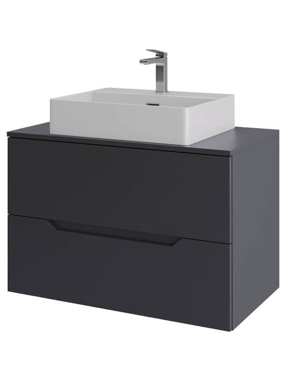 Тумба с раковиной Orange Line Li-80TugMDF+B04-500W графит матовый, 80.5 см
