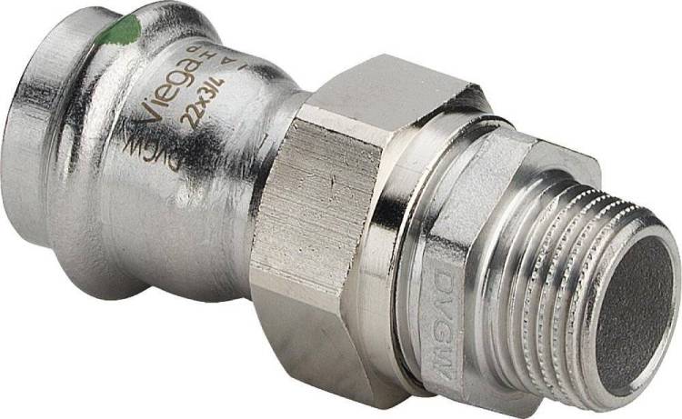 Соединение Viega разъемное с наружной резьбой 15 мм х R 3/4 , Sanpress Inox, модель 2365