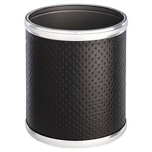 Мусорное ведро Geralis M-PBH2-S 6л, punto черное, кант хром, внутренний цвет необработанный хром