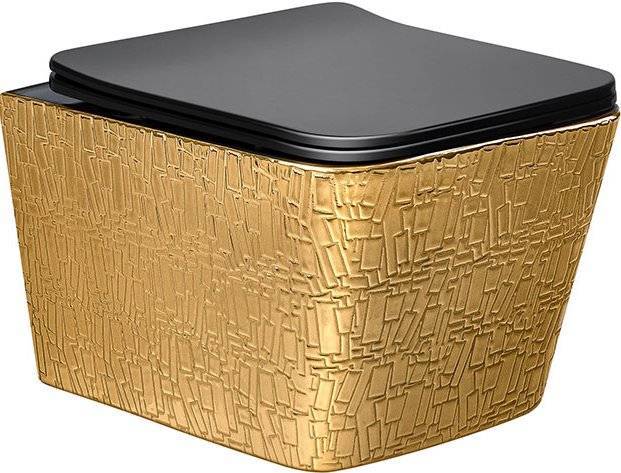 Унитаз подвесной Vincea Q-Line VT1-12G1B золотой, черный