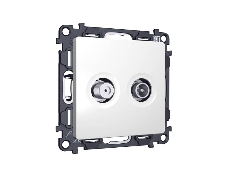 Комплект механизма TV розетки оконечной+SAT Ambrella Volt MA MA133310 белый матовый