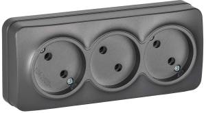Розетка 3-местная IEK Glory ERH30-K46M-10 сталь матовый