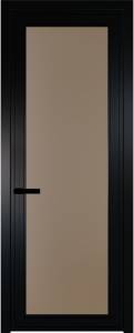 Межкомнатная дверь Profil Doors 1 AGP цвет профиля Черный, стекло безопасное 6 мм монохром капучино 700x2000