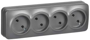 Розетка 4-местная IEK Glory ERH40-K46M-10 сталь матовый