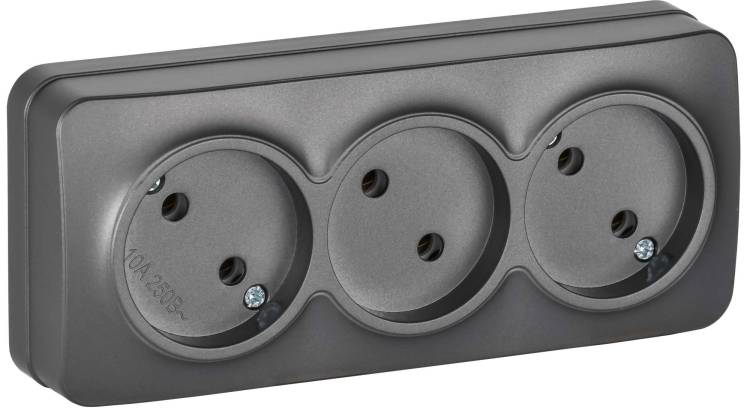 Розетка 3-местная IEK Glory ERH30-K46M-10 сталь матовый