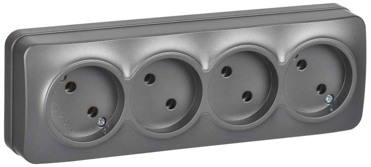 Розетка 4-местная IEK Glory ERH40-K46M-10 сталь матовый