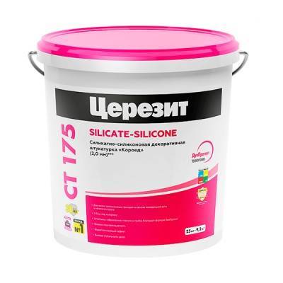 Силикатно-силиконовая декоративная штукатурка «короед» Ceresit CT 175 2.0 мм база 25 кг