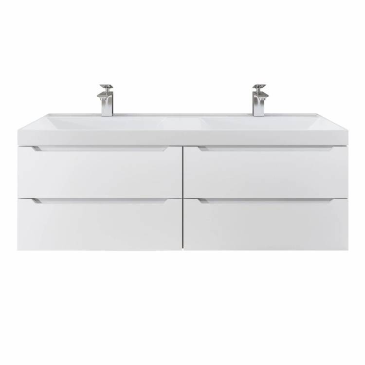 Тумба с раковиной Uperwood Tanos подвесная, двойная, 4 ящика, белая, 120 см