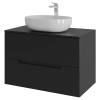 Тумба с раковиной Orange Line Li-80TubMDF+B05-480W черная матовая, 80.5 см