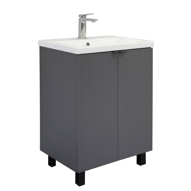 Тумба с раковиной Comforty Лима-60Н 00-00019240 напольная, антрацит