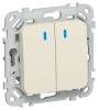 Выключатель 2-клавишный IEK Flite FI-V24-1-10-1-K86 сливочный