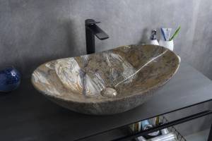 Раковина Gid Lago Mnc811T 54477 глянцевая, под камень, 61x37x15