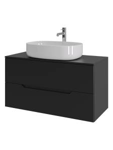 Тумба с раковиной Orange Line Li-100TubMDF+B08-600W черная матовая, 100 см