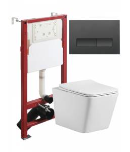 Комплект Agger ATI10150+APB244 безободковый, белый, с инсталляцией, сиденье с микролифтом, кнопка смыва черная